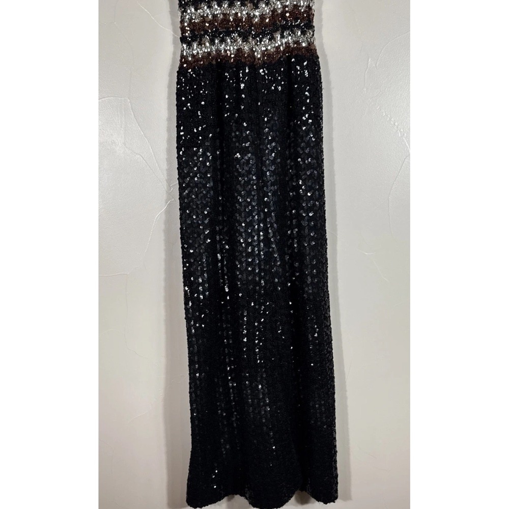Vintage Y2K Black Brown Crochet Full Sequin Dress Whimsigoth Paper Tag 9/10 - Picture 11 of 14
